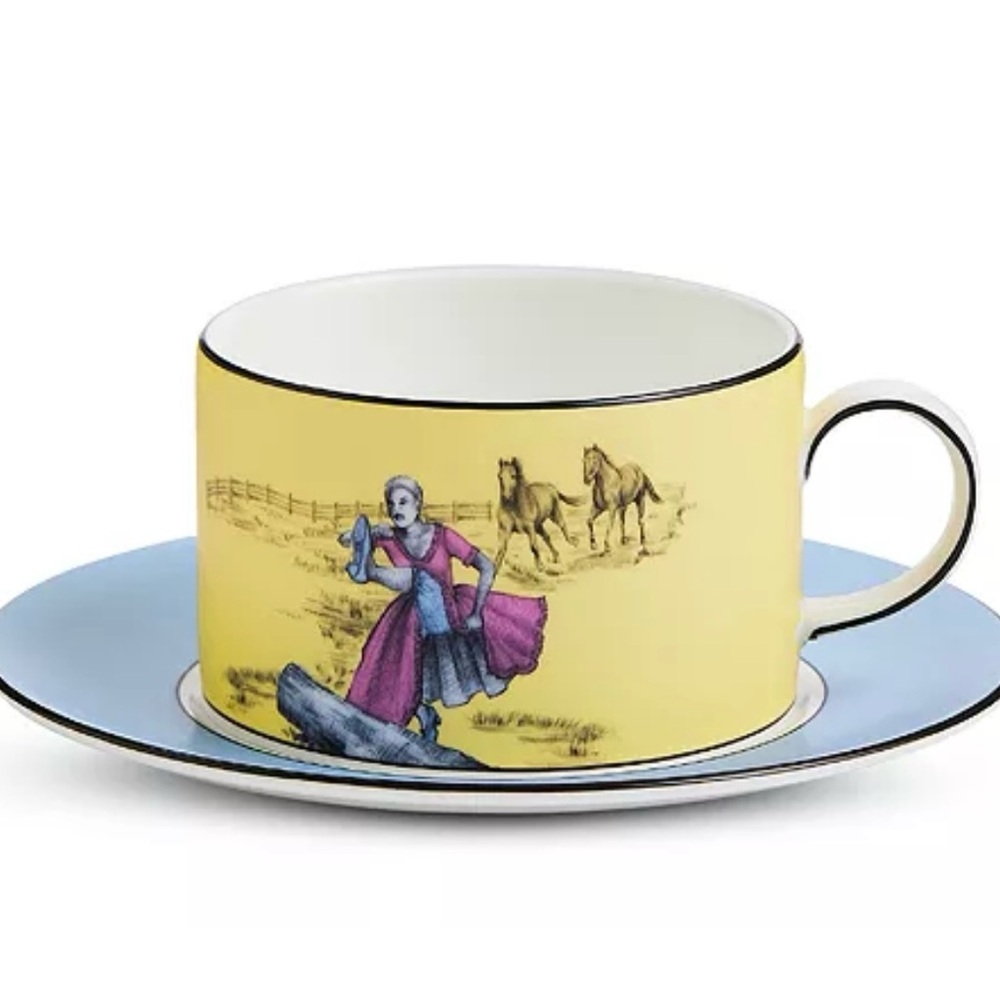 NWT - Wedgwood x Sheila Bridges - Harlem Toile Teacup and Saucer Set (Yellow)